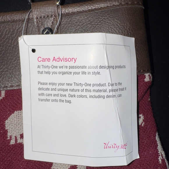 Thirty-One Burgundy and Brown Elephant Tote - Picture 3 of 3